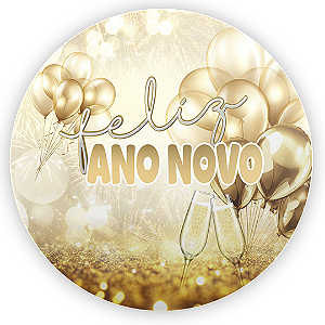 Painel Redondo Sublimado 3D - Ano Novo