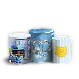 Trio Cilindro Sublimado 3D - Polícia