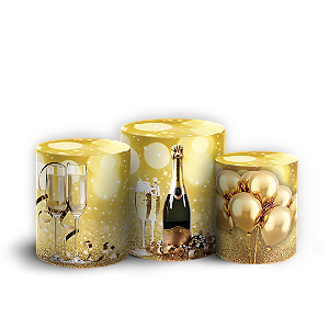 Trio Cilindro Sublimado 3D - Ano Novo