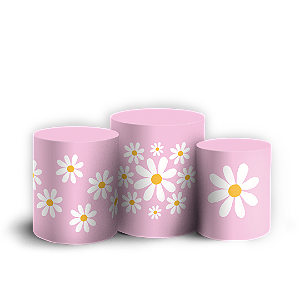 Trio Cilindro Sublimado 3D - Flor Margarida