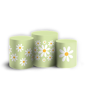 Trio Cilindro Sublimado 3D - Flor Margarida