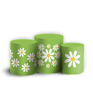 Trio Cilindro Sublimado 3D - Flor Margarida