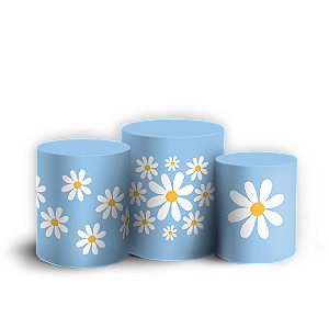 Trio Cilindro Sublimado 3D - Flor Margarida