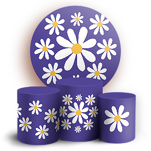 KIT Redondo e Trio Sublimado 3D - Flor Margarida