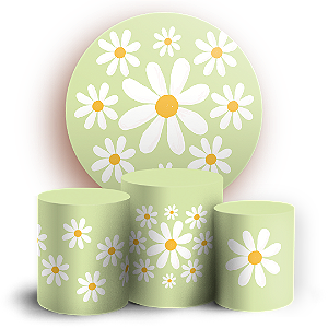 KIT Redondo e Trio Sublimado 3D - Flor Margarida