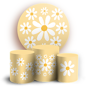 KIT Redondo e Trio Sublimado 3D - Flor Margarida