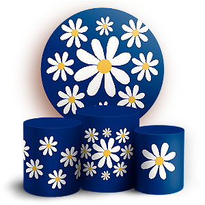 KIT Redondo e Trio Sublimado 3D - Flor Margarida