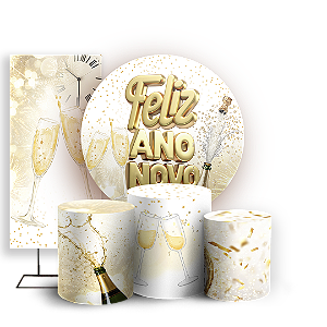KIT Redondo Trio e Faixa Sublimado 3D - Ano Novo