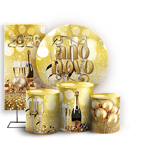 KIT Redondo Trio e Faixa Sublimado 3D - Ano Novo