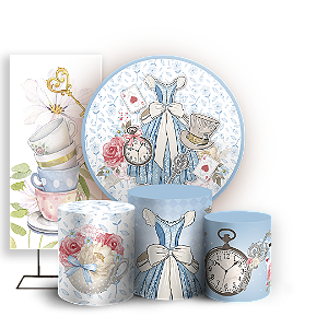 KIT Redondo Trio e Faixa Sublimado 3D - Alice no País das Maravilhas