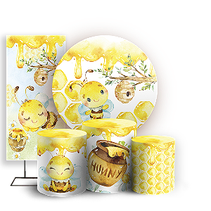 KIT Redondo Trio e Faixa Sublimado 3D - Abelha