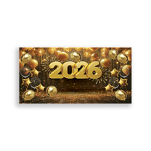 Painel Retangular Sublimado 3D - Ano Novo 2026