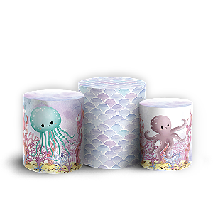 Trio Cilindro Sublimado 3D - Sereia