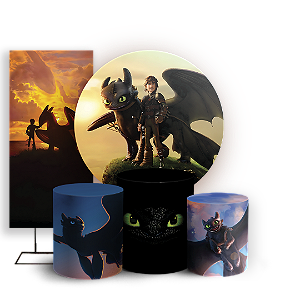 KIT Redondo Trio e Faixa Sublimado 3D - Como Treinar Seu Dragão