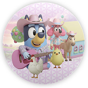 Painel Redondo Sublimado 3D - Bluey Fazendinha
