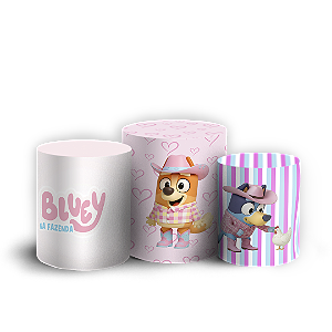 Trio Cilindro Sublimado 3D - Bluey Fazendinha