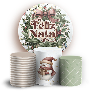 Capas Painel Redondo e Trio Cilindro Sublimado - Natal