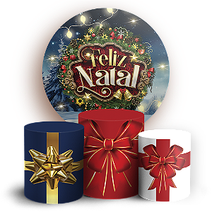 Capas Painel Redondo e Trio Cilindro Sublimado - Natal