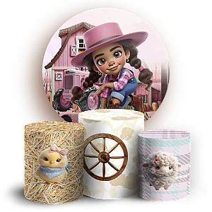 Capas Painel Redondo e Trio Cilindro Sublimado - Fazendinha