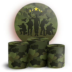 Capas Painel Redondo e Trio Cilindro Sublimado - Militar Exercito