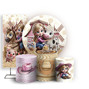 KIT Redondo Trio e Faixa Sublimado 3D - Fazendinha