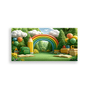 Painel Retangular Sublimado 3D - Fundo Fotografico Escola ABC