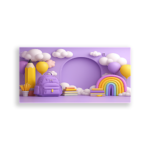 Painel Retangular Sublimado 3D - Fundo Fotografico Escola ABC