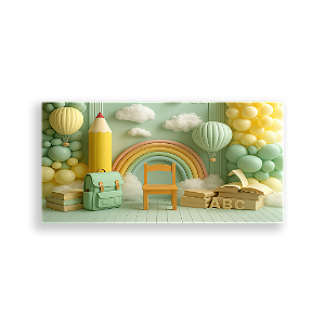 Painel Retangular Sublimado 3D - Fundo Fotografico Escola ABC