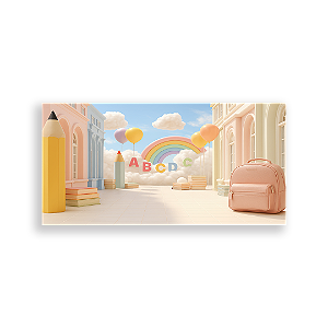 Painel Retangular Sublimado 3D - Fundo Fotografico Escola ABC