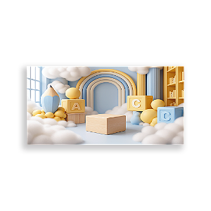 Painel Retangular Sublimado 3D - Fundo Fotografico Escola ABC