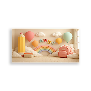 Painel Retangular Sublimado 3D - Fundo Fotografico Escola ABC