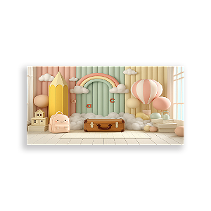 Painel Retangular Sublimado 3D - Fundo Fotografico Escola ABC