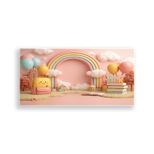 Painel Retangular Sublimado 3D - Fundo Fotografico Escola ABC