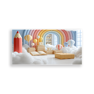 Painel Retangular Sublimado 3D - Fundo Fotografico Escola ABC