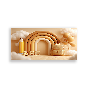 Painel Retangular Sublimado 3D - Fundo Fotografico Escola ABC