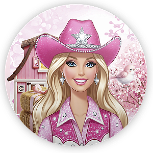 Capa Painel Redondo Sublimado - Barbie Boiadeira