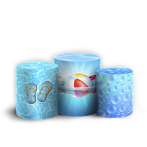 Capas Trio Cilindro Sublimado Vest Facil - Pool Party