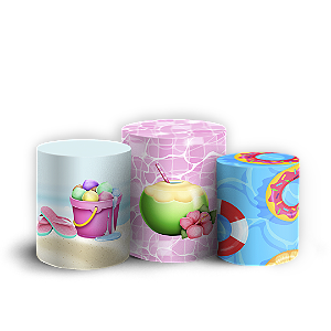 Capas Trio Cilindro Sublimado Vest Facil - Pool Party