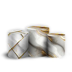 Capas Trio Cilindro Sublimado Vest Facil - Marmore Dourado