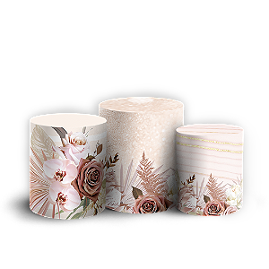 Capas Trio Cilindro Sublimado Vest Facil - Floral