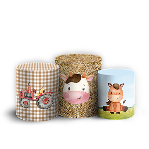 Capas Trio Cilindro Sublimado Vest Facil - Fazendinha