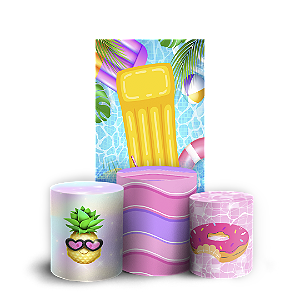 Capas Faixa Lateral e Trio Cilindro Sublimado Vest Facil - Pool Party