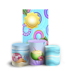 Capas Faixa Lateral e Trio Cilindro Sublimado Vest Facil - Pool Party