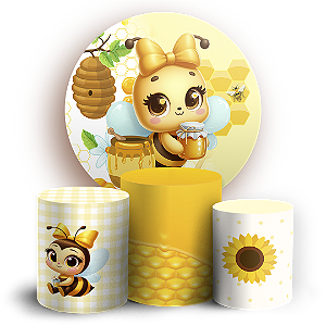 Capas Painel Redondo e Trio Cilindro Sublimado - Abelha