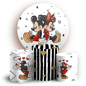Capas Painel Redondo e Trio Cilindro Sublimado - Mickey E Minnie