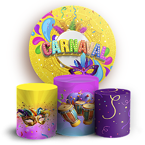 Capas Painel Redondo e Trio Cilindro Sublimado - Carnaval