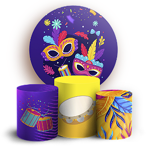 Capas Painel Redondo e Trio Cilindro Sublimado - Carnaval