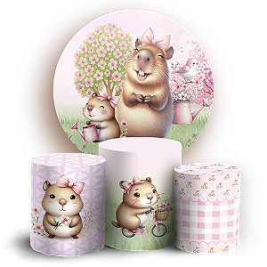 Capas Painel Redondo e Trio Cilindro Sublimado - Capivara