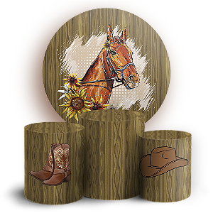 Capas Painel Redondo e Trio Cilindro Sublimado - Cavalo
