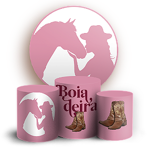 Capas Painel Redondo e Trio Cilindro Sublimado - Boiadeira Cavalo